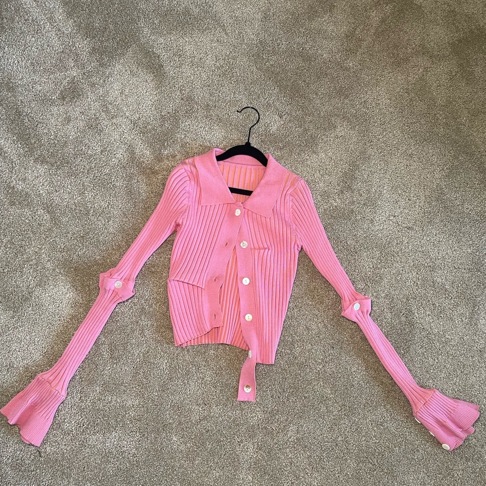 Pink Abstract Button Up Top
